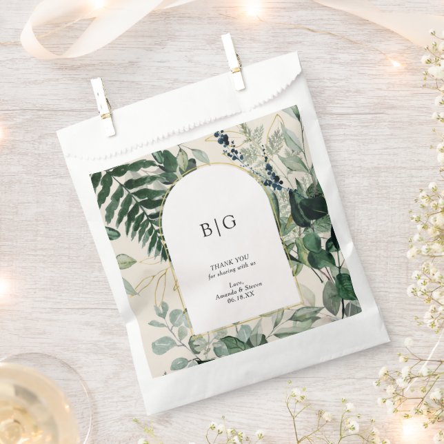 Elegant Beige Botanische Blätter Hochzeit danke Geschenktütchen (Ausgeschnitten)