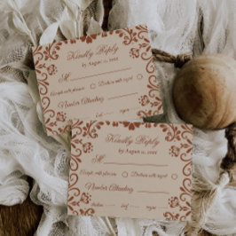 Elegant Beige Brown Wedding Rsvp Begleitkarte