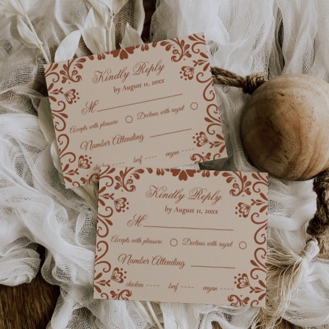 Elegant Beige Brown Wedding Rsvp Begleitkarte (Von Creator hochgeladen)