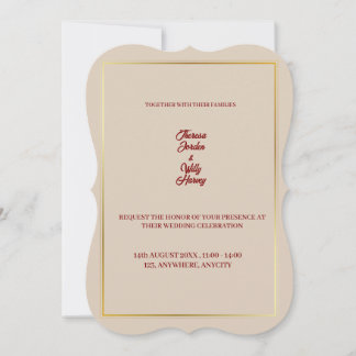 Elegant Beige & Burgundy Floral Wedding Invitation Einladung