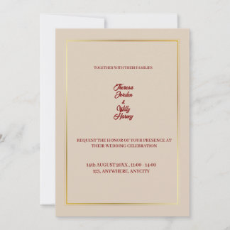 Elegant Beige & Burgundy Floral Wedding Invitation Einladung