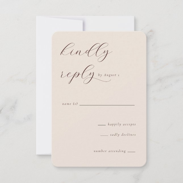 Elegant Beige Calligraphy RSVP (Vorderseite)