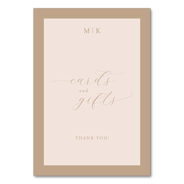 Elegant Beige Calligraphy Thank You Tischnummer (Vorderseite)