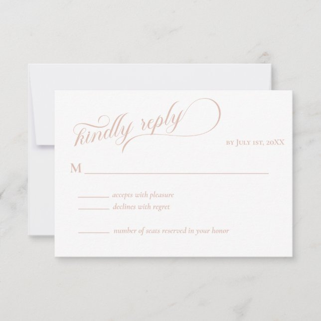 Elegant Beige Calligraphy Wedding RSVP (Vorderseite)
