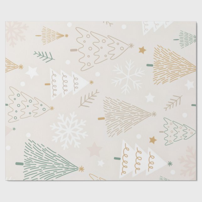 Elegant Beige Christmas Tree Gift Wrap Geschenkpapier (Flach)