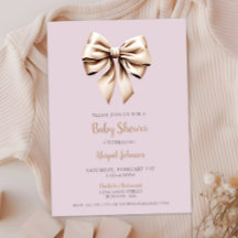Elegant Beige Coquette Bow Baby Shower
