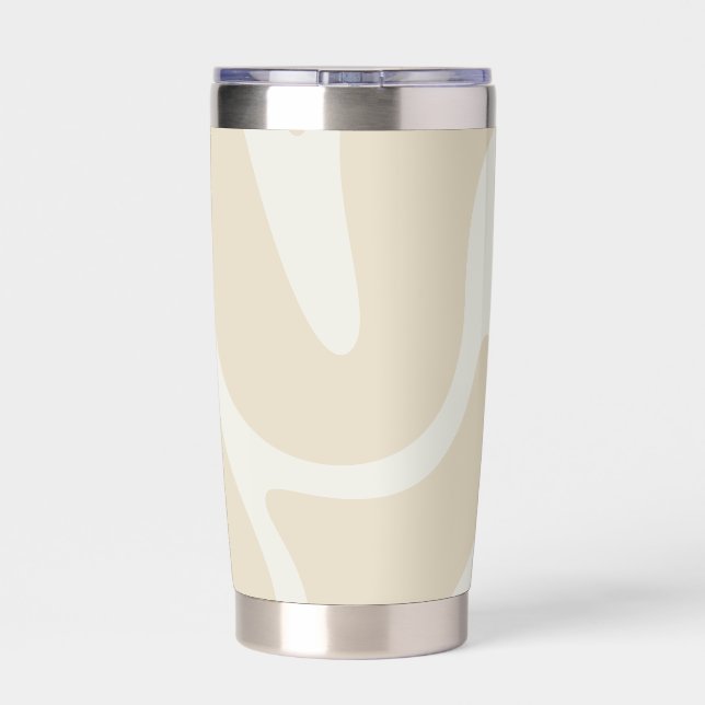 Elegant Beige Cream Simple Organic Pattern Thermobecher (Rückseite)
