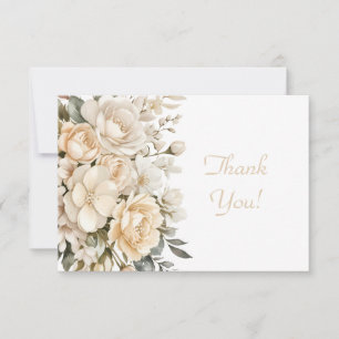 Elegant Beige Floral Bouquet Vielen Dank Flat Mitteilungskarte