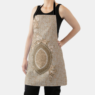 Elegant Beige Floral Medallion Schürze