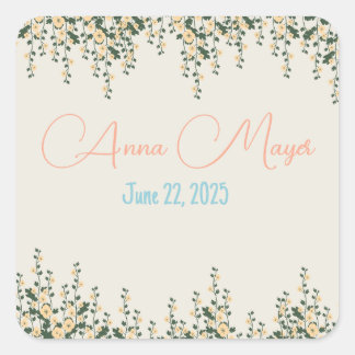 Elegant Beige Floral Sticker - Botanical Neutral