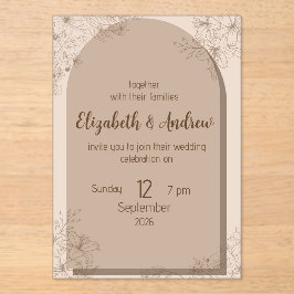 Elegant Beige Floral Wedding Invitation Acryleinladungen