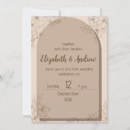 Elegant Beige Floral Wedding Invitation Einladung