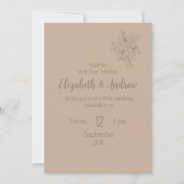 Elegant Beige Floral Wedding Invitation (style 2) Einladung