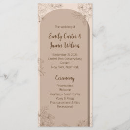 Elegant Beige Floral Wedding Programm