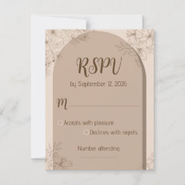 Elegant Beige Floral Wedding RSPV card RSVP Karte