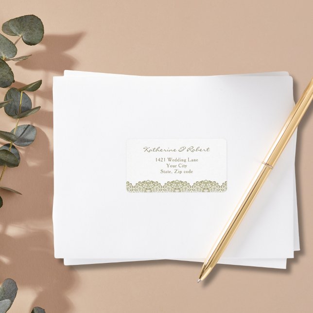 Elegant beige LACE Adressaufkleber (Von Creator hochgeladen)