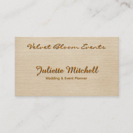 Elegant Beige Linen Event & Wedding Planner Card Visitenkarte