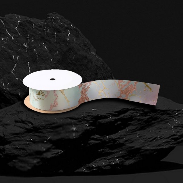 Elegant Beige Marble | Minze Sage Green Rose Gold Satinband (Von Creator hochgeladen)