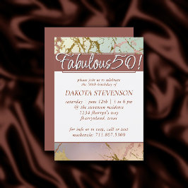 Elegant Beige Marble | Sage Rose Gold Fabulous 50 Einladung