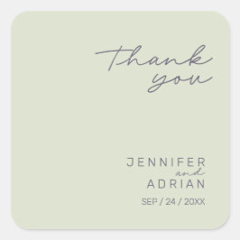 Elegant Beige Minimal Vielen Dank für Ihre Hochzei Quadratischer Aufkleber