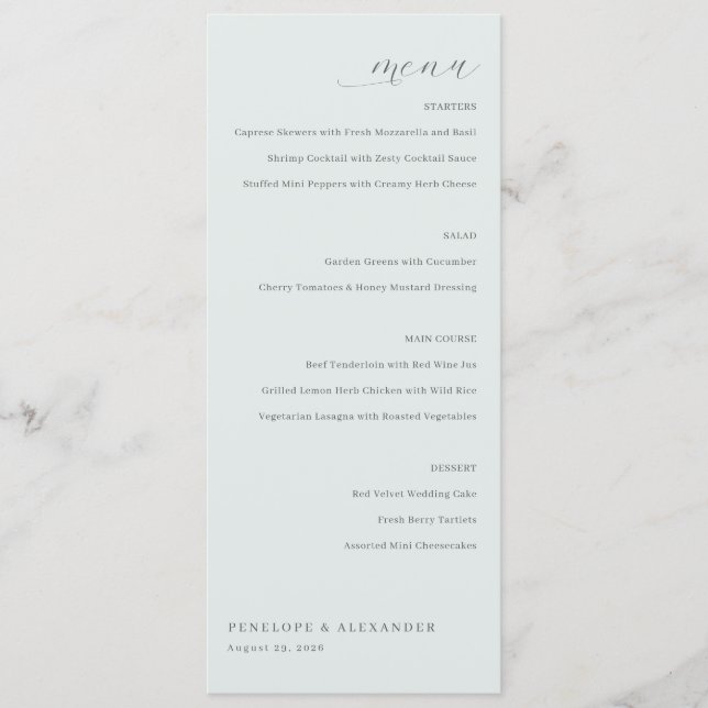 Elegant Beige Minimalist Menu Menükarte (Vorderseite)