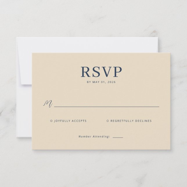 Elegant Beige RSVP Card (Vorderseite)