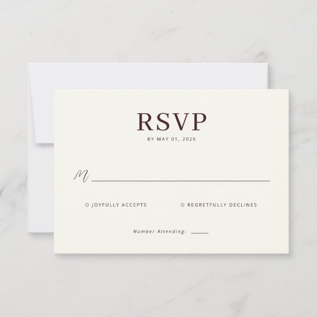 Elegant Beige RSVP Card Karte (Vorderseite)