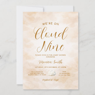 Elegant Beige Sky Cloud Nine Baby Shower Theme Einladung