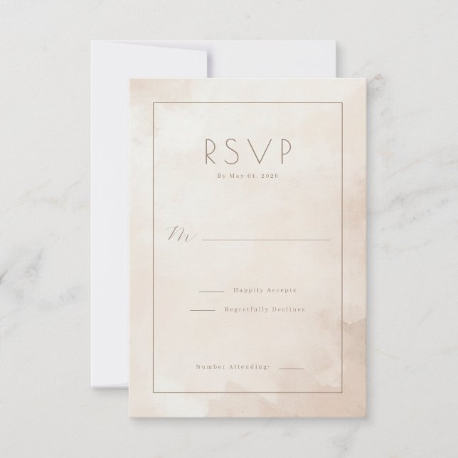 Elegant Beige Watercolor RSVP (Vorderseite)