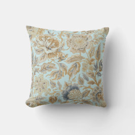Elegant, Beigie Gold Soft Blau Blumen Muster Kissen