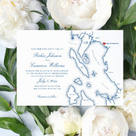 Elegant Bellingham Washington Map Wedding Einladung