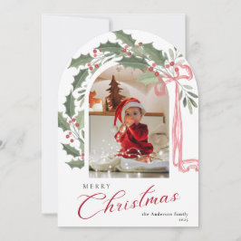 Elegant Berries Arch Photo Christmas Holiday Card Einladung