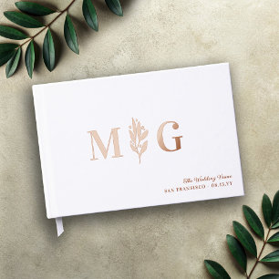 Elegant Berry Twig 2 Initial Monogram Wedding Gästebuch