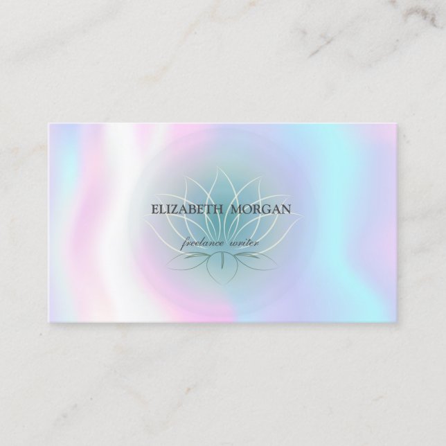 Elegant Beruflich Blue Lotus, holografisch Visitenkarte (Vorderseite)