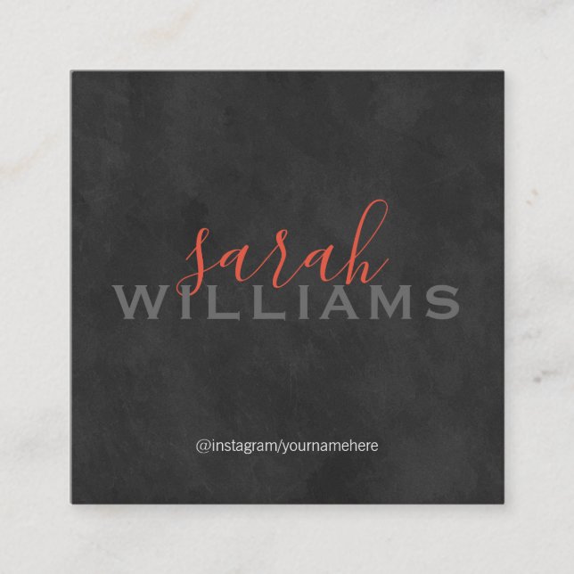 Elegant Beruflich Cursive / Grau Quadratische Visitenkarte (Vorderseite)