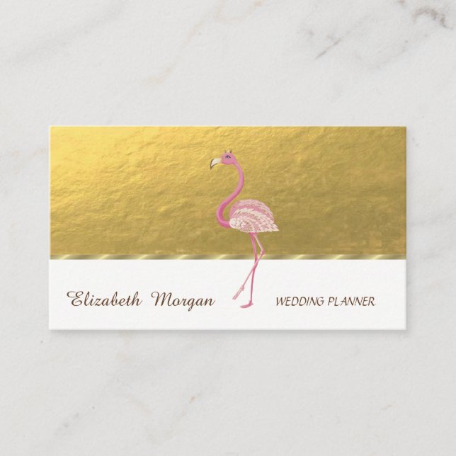 Elegant Beruflich, Imitate Gold, rosa Flamingo Visitenkarte (Vorderseite)