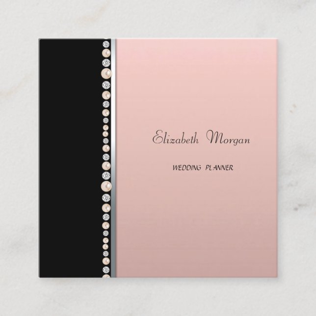 Elegant Beruflich, schwarz, Perlen Quadratische Visitenkarte (Vorderseite)