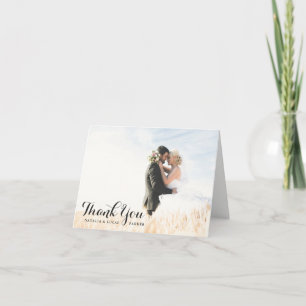 Elegant beschriftete Foto-Hochzeit Danke   Schwarz