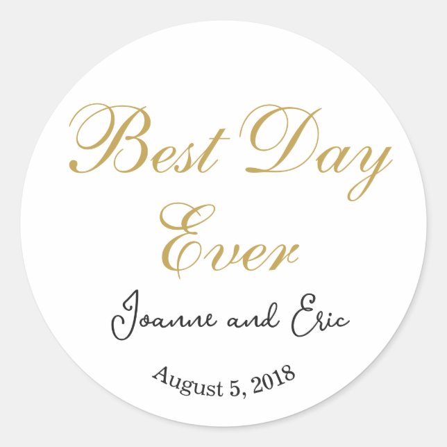 ELEGANT BEST DAY JE GASTGESCHENK HOCHZEIT STICKERS (Vorderseite)