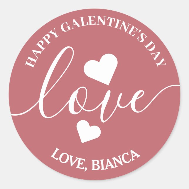 Elegant Best Friends Galentine Runder Aufkleber (Vorderseite)