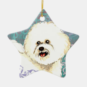 Elegant Bichon Frise Keramik Ornament