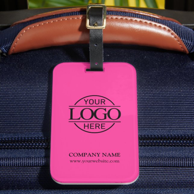 Elegant Bight Pink Business Logo Employee Travel Gepäckanhänger (Vorderseite Insitu 2)