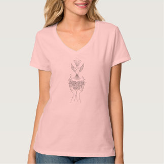 Elegant Bird and Nest Line Kunst, Dichtung und Mus T-Shirt