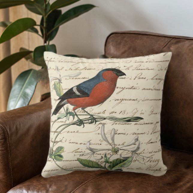 Elegant Bird Ephemera Kissen (Elegant Ephemera Throw Pillow)