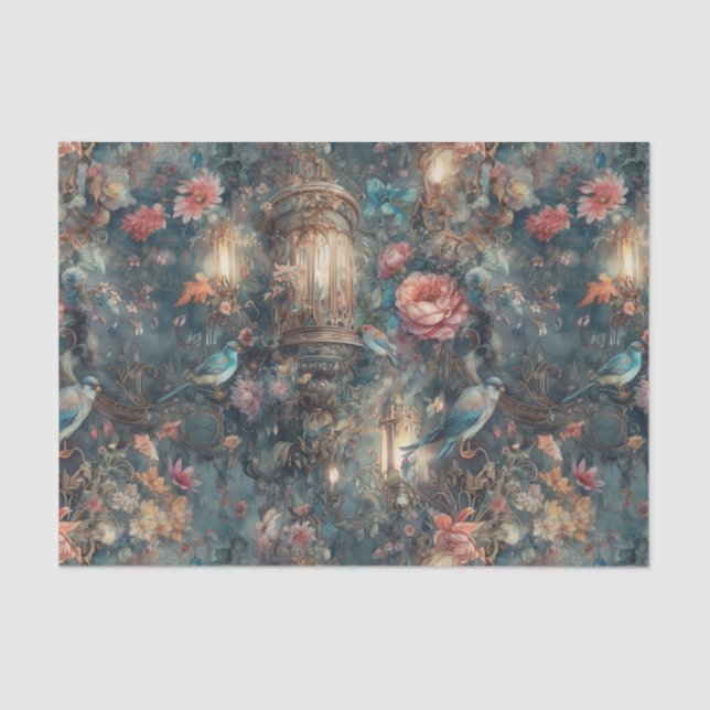 Elegant Bird und Lanterns Seidenpapier (Vorderseite)