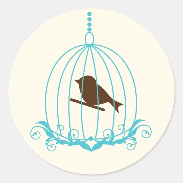 Elegant Birdcage Runder Aufkleber (Vorderseite)