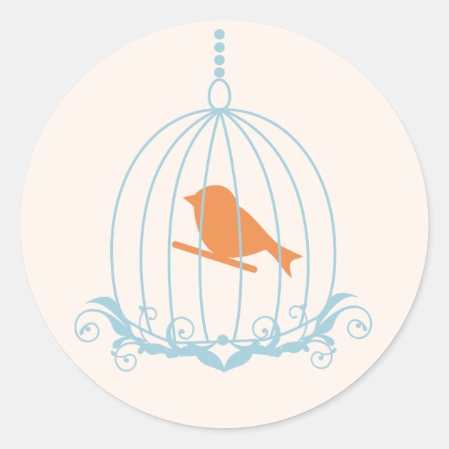 Elegant Birdcage Runder Aufkleber (Vorderseite)