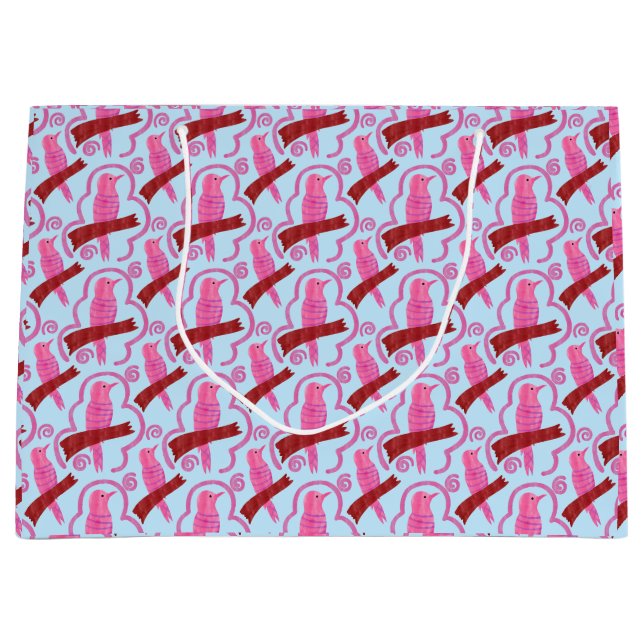 Elegant birds Pattern Large Gift Bag Große Geschenktüte (Vorderseite)