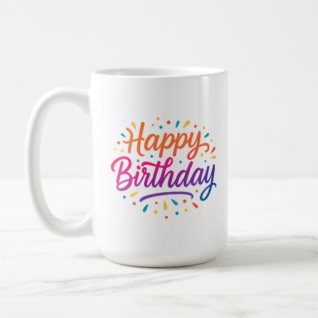Elegant Birthday Calligraphy Design Kaffeetasse (Links)