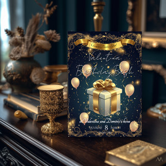 Elegant Birthday Geschenk | Elegant Gold & Navy Einladung